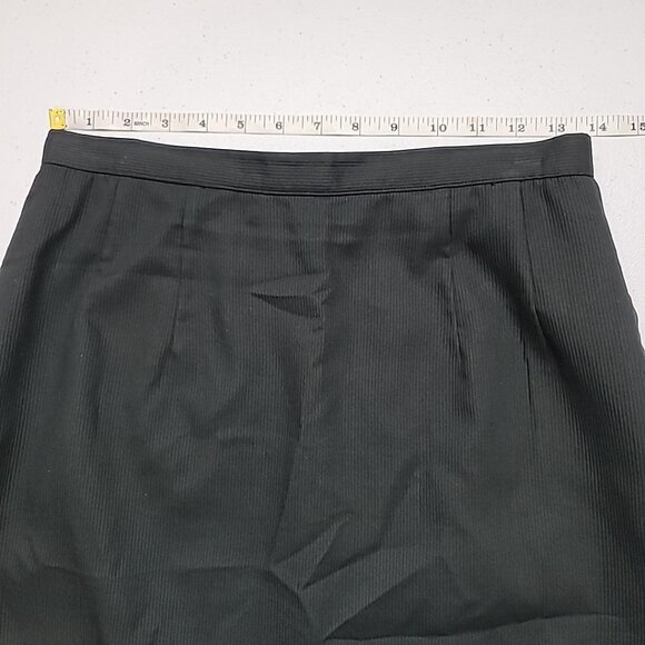 VTG Adele Simpson Ribbed Black Pencil Skirt Size 10 Side Zip Lined 100% Cotton - Picture 14 of 15